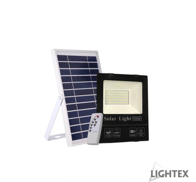 LIGHTEX LED SMD 5730 ПРОЖЕКТОР 100W 5000K 2500LM IP65 СОЛАРЕН ПАНЕЛ СМЕНЯЕМА БАТЕРИЯ 3.2V/20AH ДИСТАНЦИОННО LIGHTEX