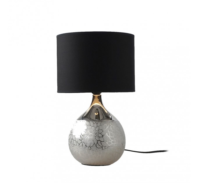 LIGHTEX НАСТОЛНА ЛАМПА LUX КЕРАМИКА СРЕБЪРНА ОСНОВА+ЧЕРНА ШАПКА 1 E27 LIGHTEX
