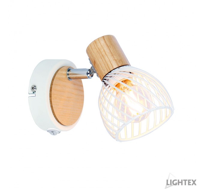 LIGHTEX АПЛИК ADRIANA 1XE14 БЯЛО + СВЕТЛО ДЪРВО 129X155MM LIGHTEX