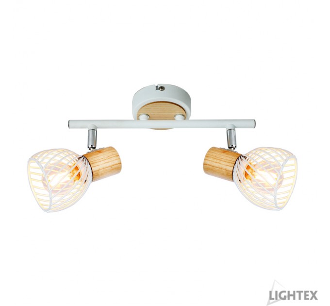 LIGHTEX СПОТ ADRIANA 2XE14 БЯЛО + СВЕТЛО ДЪРВО 250X90X180MM LIGHTEX