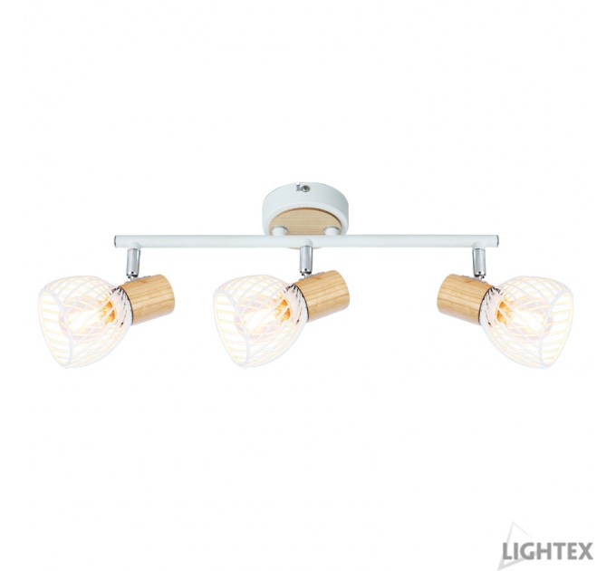 LIGHTEX СПОТ ADRIANA 3XE14 БЯЛО + СВЕТЛО ДЪРВО 370X90X155MM LIGHTEX