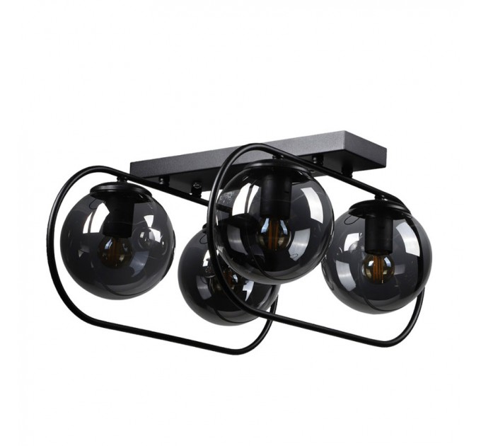 LIGHTEX ПЛАФОН SUHAN 4XЕ27 ЧЕРЕН/СТЪКЛО ЧЕРНО ФУМЕ LIGHTEX