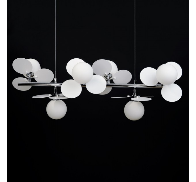 LIGHTEX ПОЛИЛЕЙ MELANI 6ХG9 755 X 150 MM ХРОМ+БЯЛО СТЪКЛО LIGHTEX