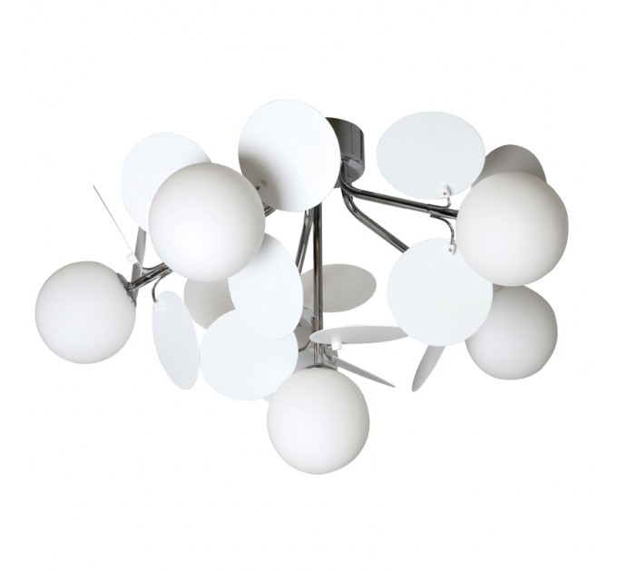 LIGHTEX ПОЛИЛЕЙ EMILY 6ХG9 ХРОМ+БЯЛО СТЪКЛО LIGHTEX