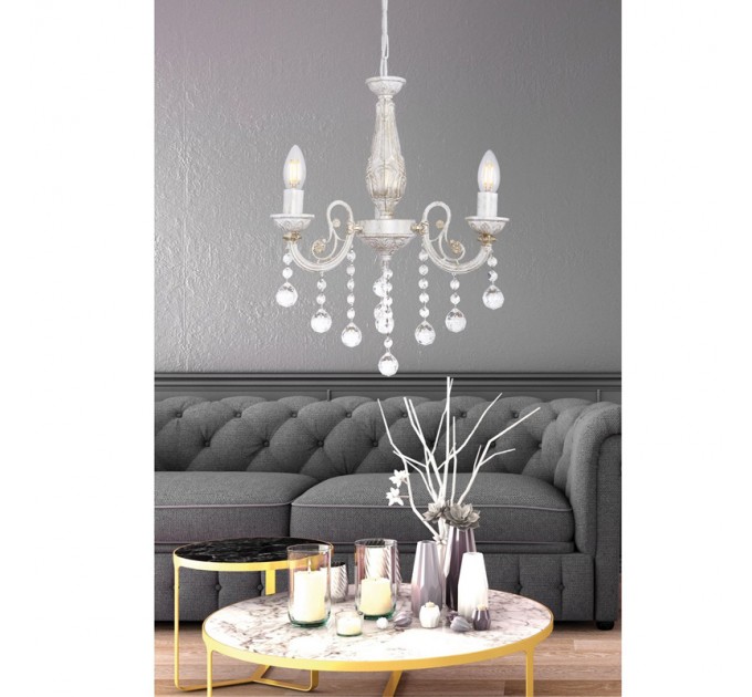 LIGHTEX ПОЛИЛЕЙ LORA 3XЕ14 БЯЛО + ЗЛАТО LIGHTEX