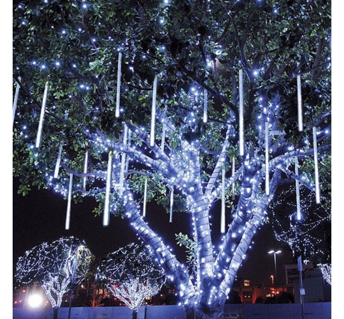 LIGHTEX LED ВИСУЛКИ ПАДАЩ СНЯГ ДВУСТРАННИ 6 БР.X 50СМ СТУДЕНО БЯЛ 5W 2М+5М IP44 220V LIGHTEX