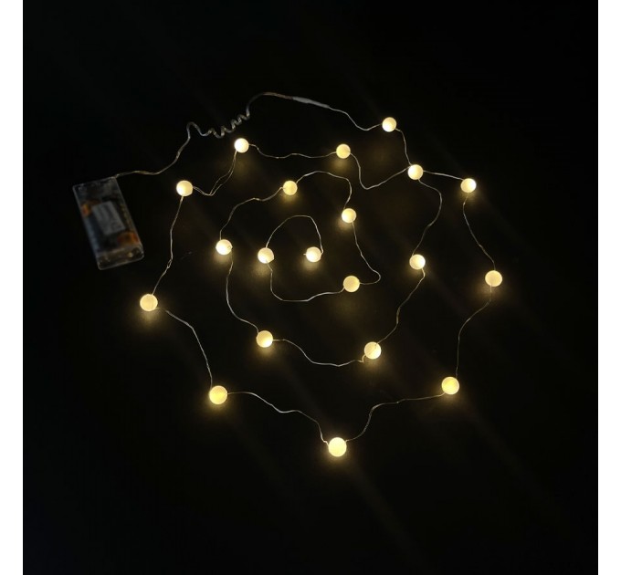 LIGHTEX LED СВЕТЕЩ ГИРЛЯНД ТЕЛЕНО ВЪЖЕ BALL 20LED 0.33W WW IP20 ЗА 2XAA 1.5V 2.2M LIGHTEX