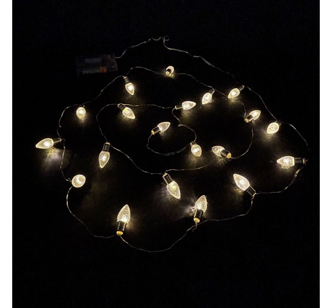 LIGHTEX LED СВЕТЕЩ ГИРЛЯНД С МИНИ КРУШКИ 20LED 0.58W WW IP20 ЗА 3XAA 1.5V 2.2M LIGHTEX