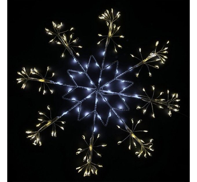 LIGHTEX LED КОЛЕДНА СНЕЖИНКА 3.6W 128LED WW+30LED CW IP44 220V Ф30 5M КАБЕЛ LIGHTEX