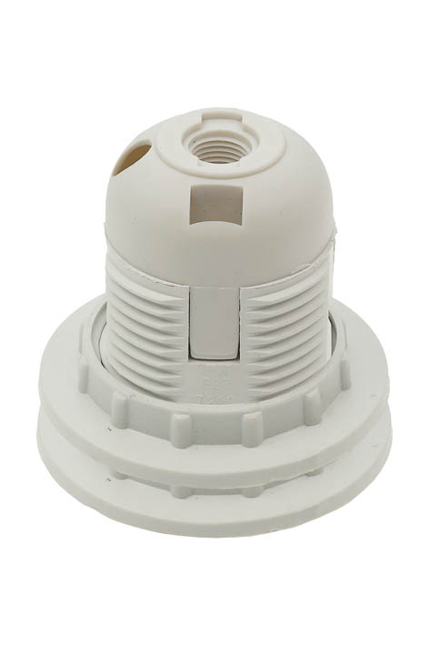 VITO E27 ПЛАСТМАСОВА ФАСУНГА БЯЛ ЦВЯТ С РЕЗБА И 2 ПРЪСТЕНА 7300010