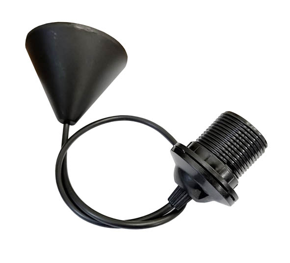 VITO E27 ПЕНДЕЛ С КАБЕЛ, РОЗЕТКА И КЛЕМЕН БЛОК ЧЕРЕН ЦВЯТ 7300210