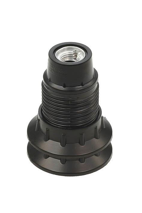 VITO E14 БАКЕЛИТЕНА ФАСУНГА ЧЕРЕН ЦВЯТ С РЕЗБА И 2 ПРЪСТЕНА 7310010