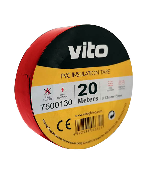 VITO ИЗОЛИРБАНД ЛЕПЛИВ 20M RED FIRE RETARDANT 7500130