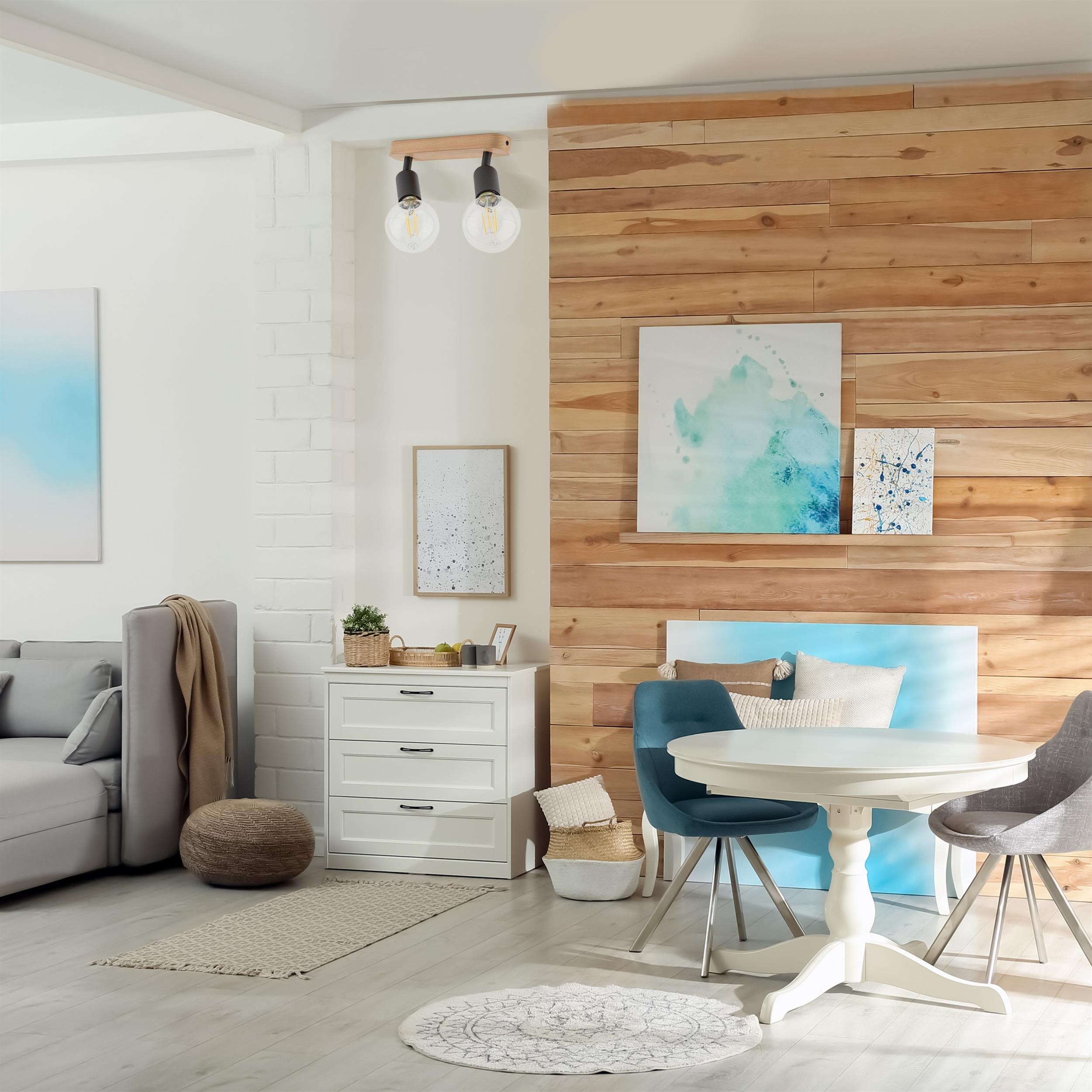 TK LIGHTING SIMPLY WOOD LAMPA SUFITOWA 2 PŁ BLACK