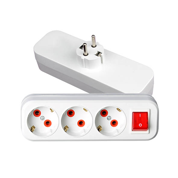 VITO АДАПТЕР С 3 ГНЕЗДА ПРАВ С ПРЕКЪСВАЧ БЯЛ ЦВЯТ 16A 8006280