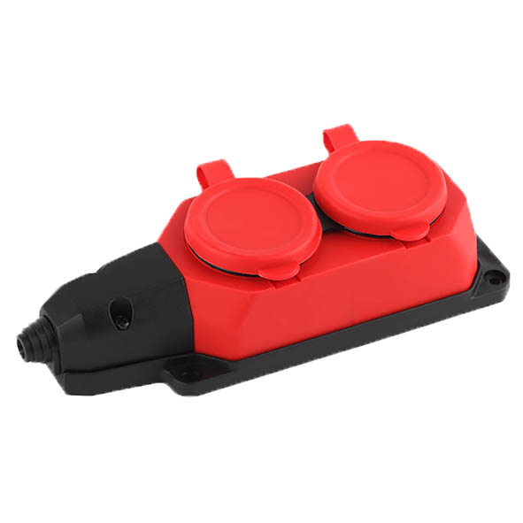 VITO RUBBER 2 GANG GКРЪГЪЛED GROUP SOCKET IP44 RED 8006660