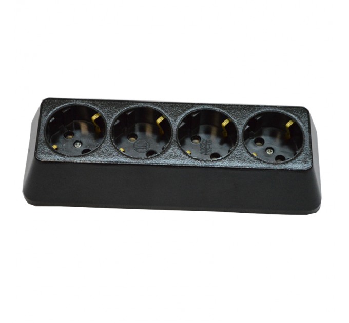 LIGHTEX КОНТАКТ ЧЕТВОРЕН ПОДВИЖЕН 16А ЧЕРЕН ТРАПЕЦ