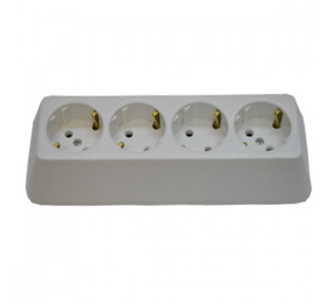 LIGHTEX КОНТАКТ ЧЕТВОРЕН ПОДВИЖЕН 16А БЯЛ ТРАПЕЦ