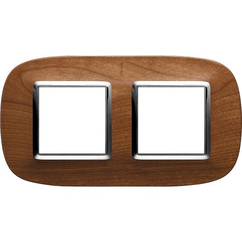 BTICINO - HB4802/2LCA Двойна Рамка 2х2М Череша Дърво Елипсовидна Axolute