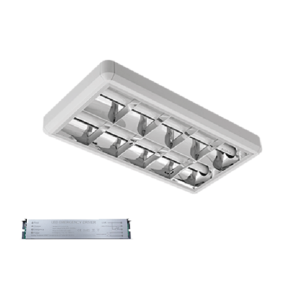 ELMARK 9LOM260LEDCWE 9LOM260LEDCWE ОСВЕТИТЕЛНО ТЯЛО LENA-V+LED ТРЪБИ (600MM) 2X9W 6400K ОТКРИТ МОНТАЖ 630X330MM+АВАРИЕН БЛОК