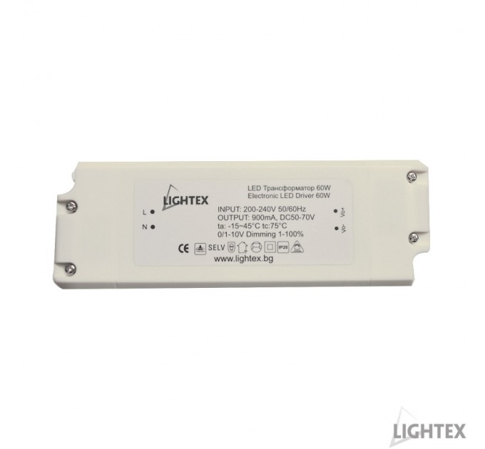LIGHTEX LED ДРАЙВЪР ДИМИРАЩ 0-10V 60W ЗА LED ПАНЕЛИ
