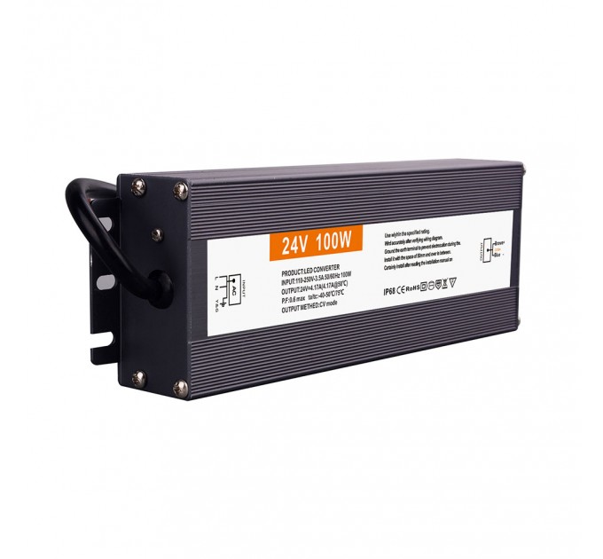 LIGHTEX LED ДРАЙВЪР 100W 24V 4.17A 170X65X31MM 110-250V AC IP67 АЛУМИНИЙ LIGHTEX