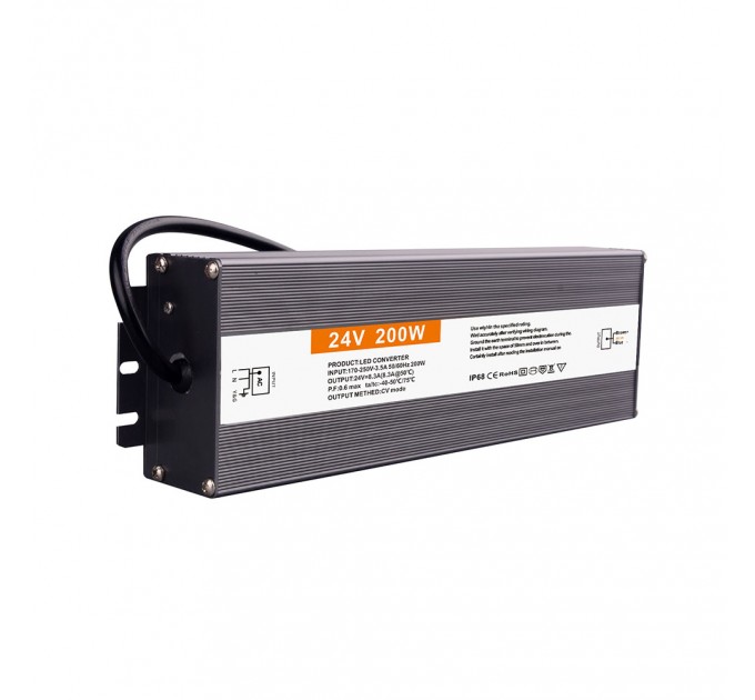 LIGHTEX LED ДРАЙВЪР 200W 24V 8.3A 210X65X31MM 170-250V AC IP67 АЛУМИНИЙ LIGHTEX