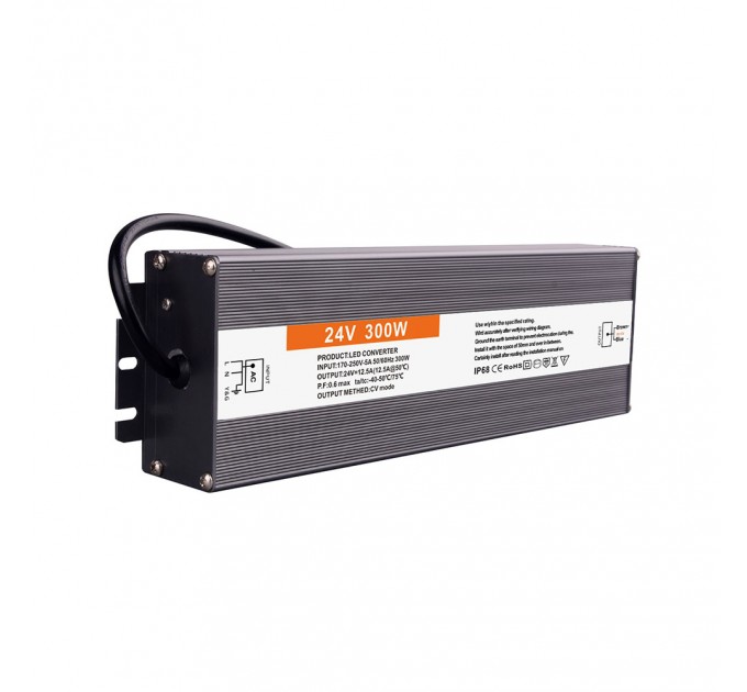 LIGHTEX LED ДРАЙВЪР 300W 24V 12.5A 230X80X40MM 170-250V AC IP67 АЛУМИНИЙ LIGHTEX