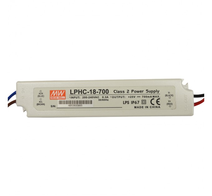 LIGHTEX LED ДРАЙВЪР 18W 6-25V 700MA IP67 MEAN WELL