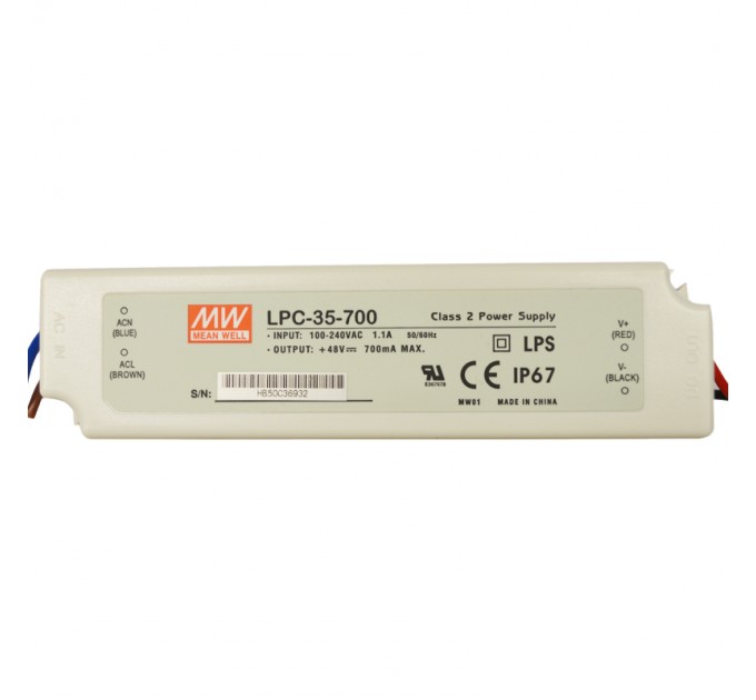 LIGHTEX LED ДРАЙВЪР 35W 9-48V 700MA IP67 MEAN WELL