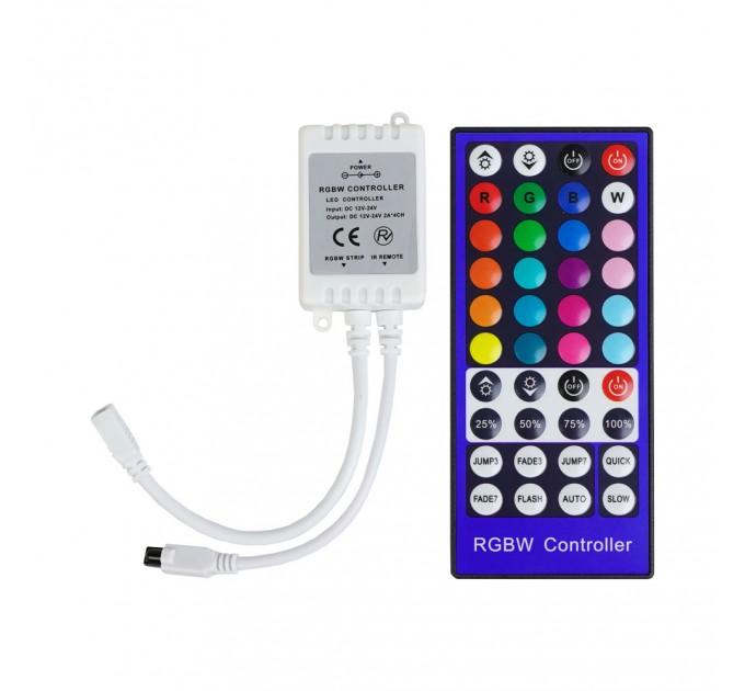 LIGHTEX ИНФРАЧЕРВЕН КОНТРОЛЕР С ДИСТАНЦИОННО УПРАВЛЕНИЕ ЗА RGBW ЛЕНТА 40 БУТОНА DC 12-24V /144W-288W LIGHTEX
