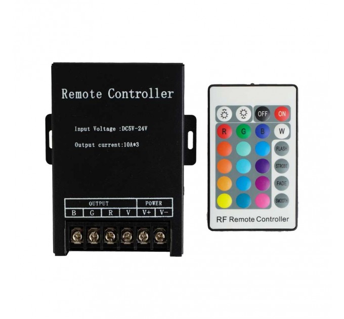 LIGHTEX РАДИОЧЕСТОТЕН КОНТРОЛЕР С ДИСТАНЦИОННО УПРАВЛЕНИЕ ЗА RGB ЛЕНТА 24 БУТОНА DC 12-24V/ 360W-720W 3X10A LIGHTEX