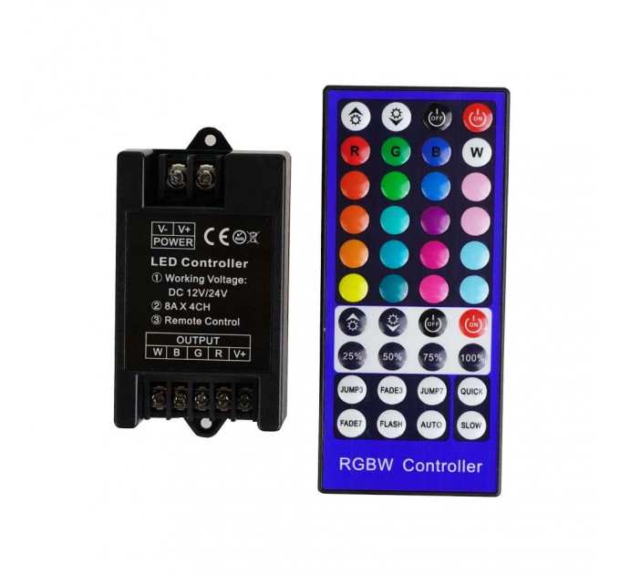 LIGHTEX РАДИОЧЕСТОТЕН КОНТРОЛЕР С ДИСТАНЦИОННО УПРАВЛЕНИЕ ЗА RGBW ЛЕНТА 40 БУТОНА DC 12-24V/ 384W-768W 4X8A LIGHTEX