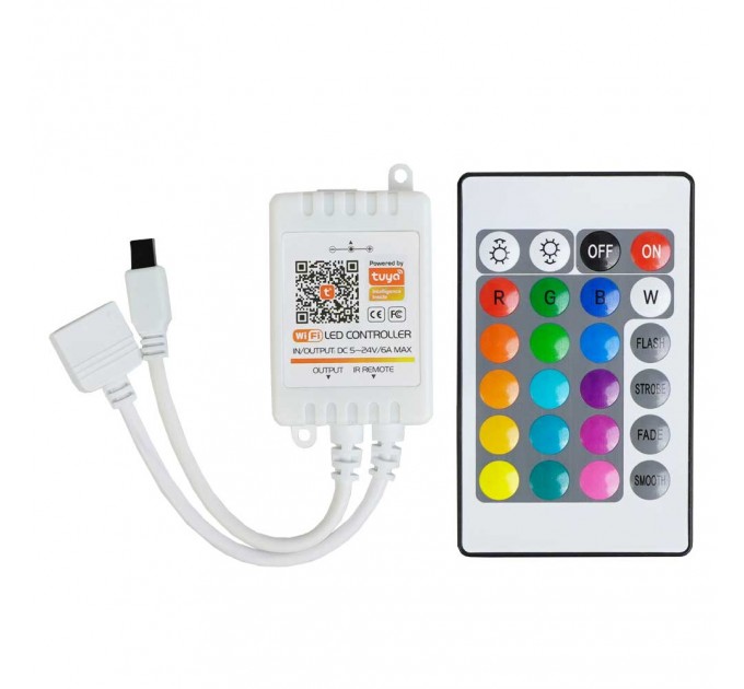 LIGHTEX WIFI КОНТРОЛЕР С ДИСТАНЦИОННО УПРАВЛЕНИЕ ЗА RGBW ЛЕНТА 24 БУТОНА DC 5V-12V-24V/ 30W-72W-144W LIGHTEX