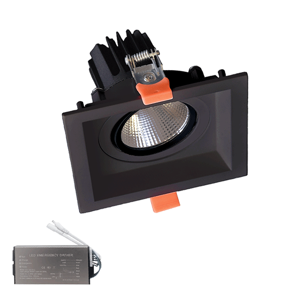 ELMARK 92DL82F3030/BLE КВАДРАТНА ПОДВИЖНА LED ЛУНА 30W 230V 3000K ЧЕРНА+АВАРИЕН БЛОК