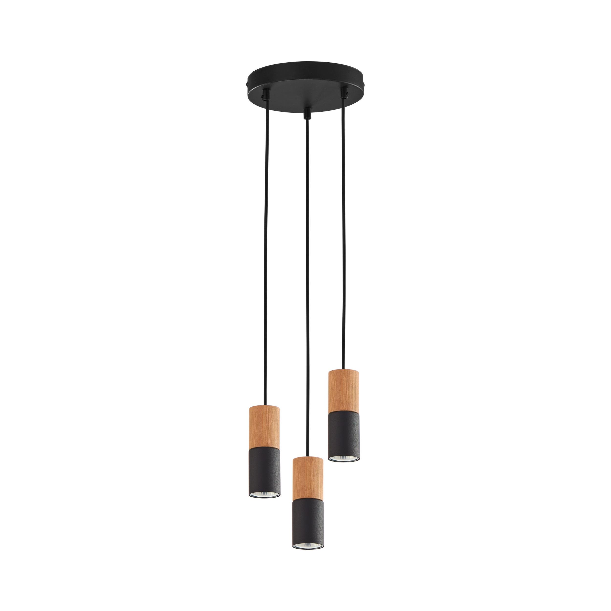 TK LIGHTING ELIT BLACK/WOOD LAMPA WISZĄCA 3 PŁ