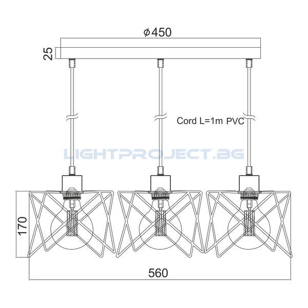 ACA LIGHTING ПЕНДЕЛ KS1462P3BK ANDY