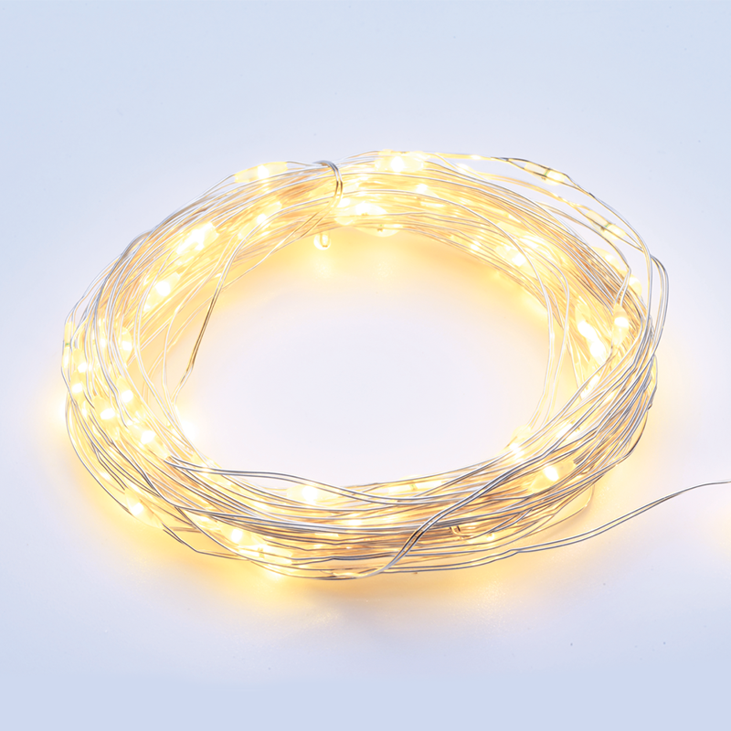 ACA LIGHTING X0112111 КОЛЕДНО ОСВЕТЛЕНИЕ 12 LED LAMP SERIES THERMO WHITE WHITE SILVER CABLE HALKOU & BATT 2XAA IP20 1.2M+10CM 0.72W
