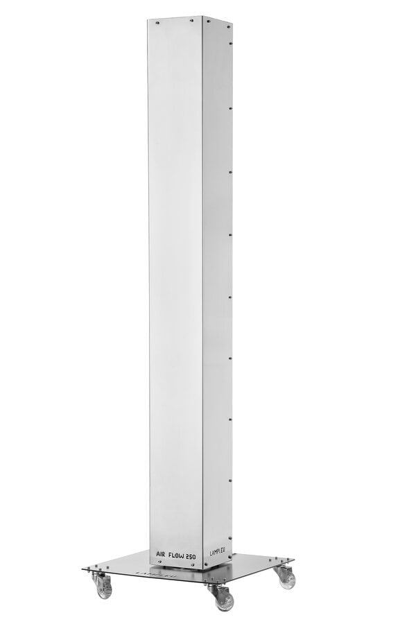 UV-C БАКТЕРИЦИДНА ЛАМПА ЗА ДЕЗИНФЕКЦИЯ НА ВЪЗДУХ В ПРИСЪСТВИЕТО НА ХОРА AIR FLOW UV STERIL 250. НА МАСИВНА МЕТАЛНА ОСНОВА НА КОЛЕЛА..