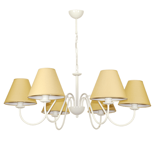 CITY LUX ПОЛИЛЕЙ ЕЛЕГАНС КРЕМ, АБАЖУРИ ШИНЦ БАНАН, 6XE27