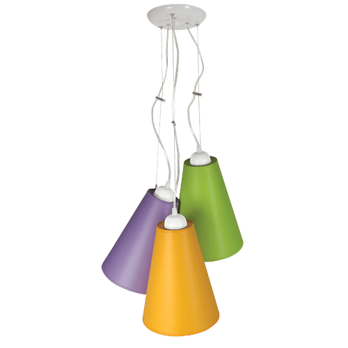 CITY LUX ПЕНДЕЛ ПИЗА БЯЛ, АБАЖУРИ ШИНЦ ОРАНЖ + ЗЕЛЕН + ЛИЛАВ, 3XE27