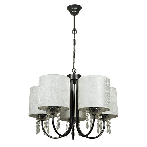 CITY LUX ПОЛИЛЕЙ МАРСИЛИЯ ЧЕРЕН НИКЕЛ, АБАЖУРИ ГАЛАТА КРЕМ, 5XE27