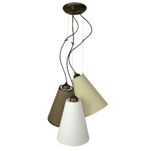 CITY LUX ПЕНДЕЛ ПИЗА ПАТИНА, АБАЖУРИ САМИ БЯЛ + ЕКРЮ + КАФЯВ, 3XE27