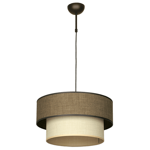 CITY LUX ПЕНДЕЛ АЛБА МЕТРО ПАТИНА, АБАЖУРИ САМИ КАФЯВ + ЕКРЮ, 1XE27