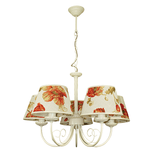 CITY LUX ПОЛИЛЕЙ АМАЛФИ КРЕМ, АБАЖУРИ КАМЕЛОТ, 5XE27