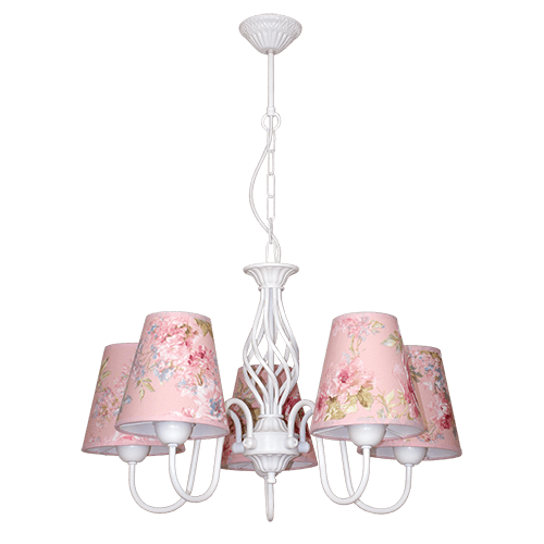 CITY LUX ПОЛИЛЕЙ БРУНАТЕ БЯЛ, АБАЖУРИ БРАЙТЪН РОЗОВ, 5XE27