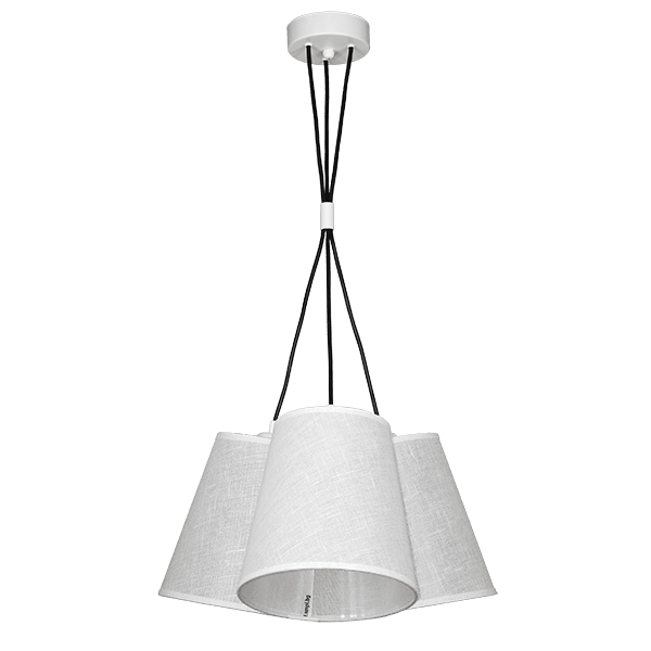 CITY LUX ПЕНДЕЛ АРНО БЯЛ, АБАЖУРИ КАМЕЛОТ БЯЛ, 3XE27