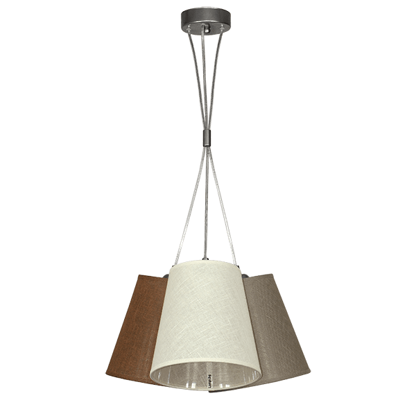 CITY LUX ПЕНДЕЛ АРНО ХРОМ, АБАЖУРИ КАМЕЛОТ КРЕМ + ПЕПЕЛ + КАФЯВ, 3XE27