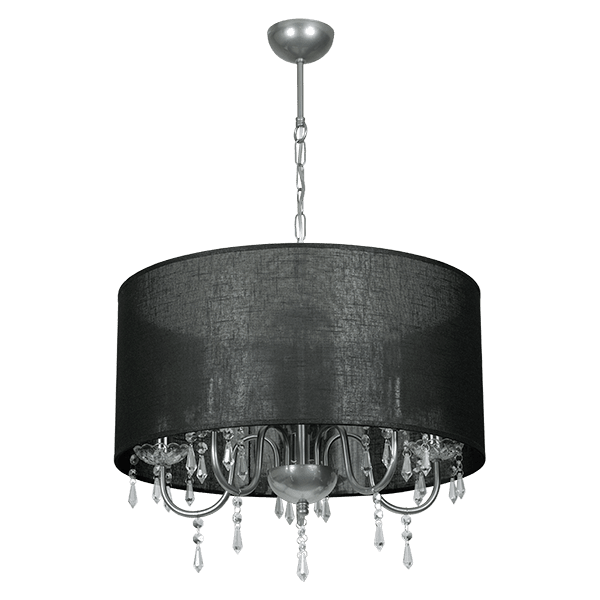 CITY LUX ПОЛИЛЕЙ НАВОНА ХРОМ, АБАЖУР КАМЕЛОТ ЧЕРЕН, 5XE14