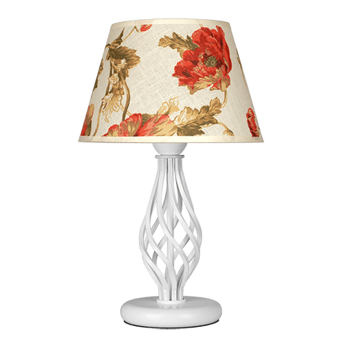 CITY LUX НАСТОЛНА ЛАМПА АТЛАС БЯЛ, АБАЖУР КАМЕЛОТ, 1XE27